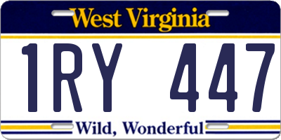 WV license plate 1RY447