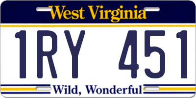 WV license plate 1RY451