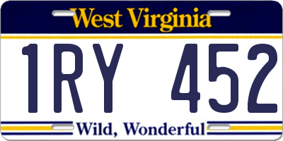 WV license plate 1RY452