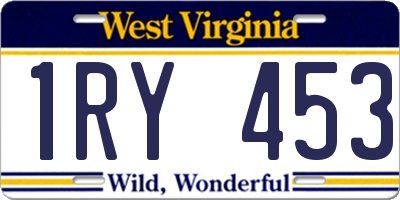 WV license plate 1RY453