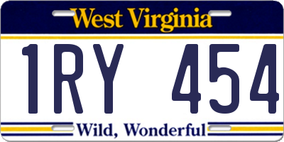 WV license plate 1RY454