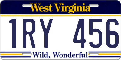 WV license plate 1RY456