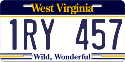 WV license plate 1RY457