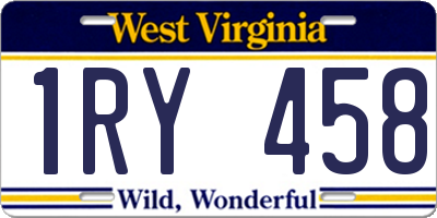 WV license plate 1RY458