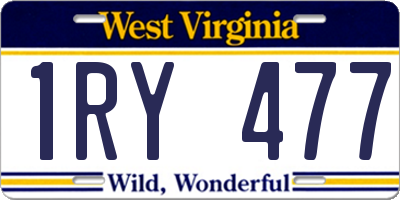 WV license plate 1RY477