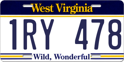 WV license plate 1RY478