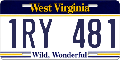 WV license plate 1RY481