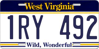 WV license plate 1RY492