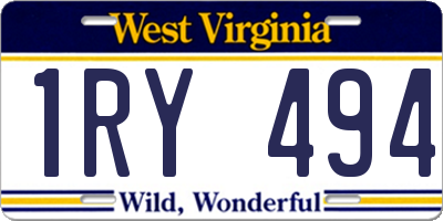 WV license plate 1RY494