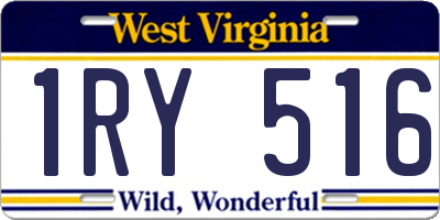 WV license plate 1RY516