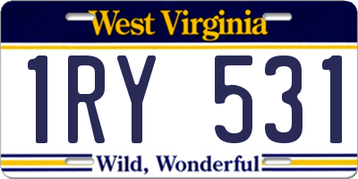 WV license plate 1RY531