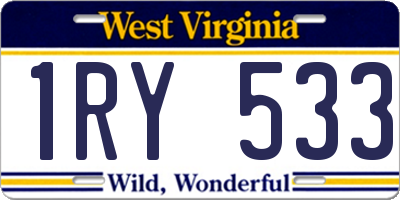 WV license plate 1RY533
