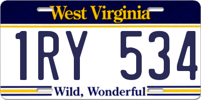 WV license plate 1RY534