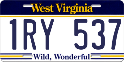 WV license plate 1RY537