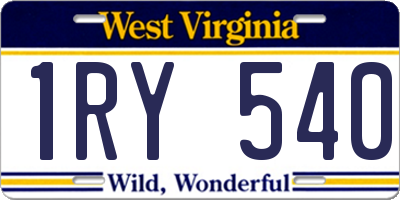 WV license plate 1RY540
