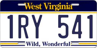 WV license plate 1RY541