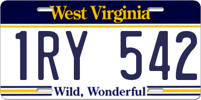 WV license plate 1RY542