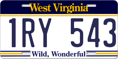 WV license plate 1RY543