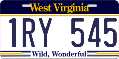 WV license plate 1RY545