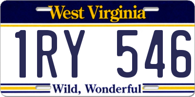 WV license plate 1RY546