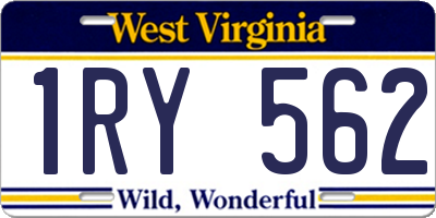 WV license plate 1RY562