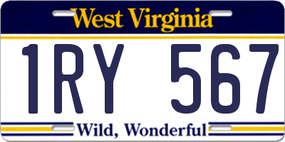 WV license plate 1RY567