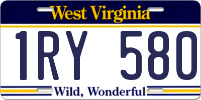 WV license plate 1RY580