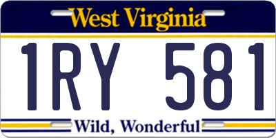 WV license plate 1RY581