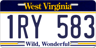 WV license plate 1RY583