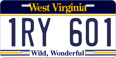 WV license plate 1RY601