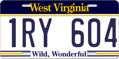 WV license plate 1RY604