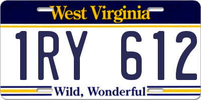 WV license plate 1RY612
