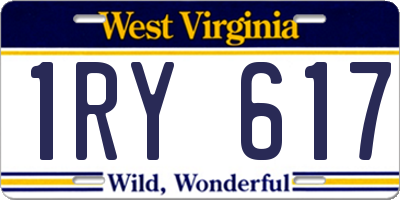WV license plate 1RY617