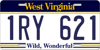 WV license plate 1RY621