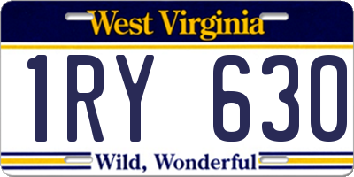WV license plate 1RY630