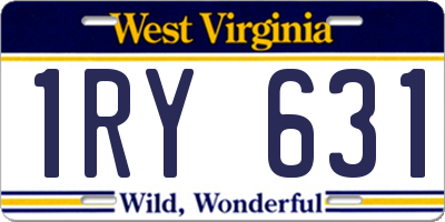 WV license plate 1RY631