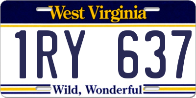 WV license plate 1RY637