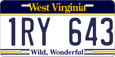 WV license plate 1RY643