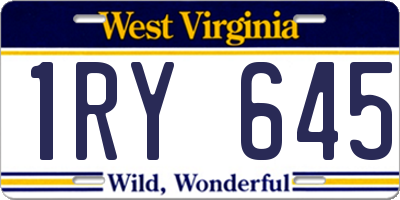 WV license plate 1RY645