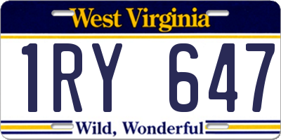 WV license plate 1RY647