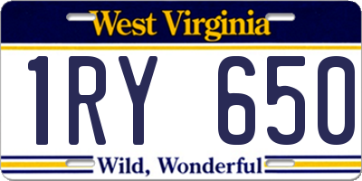 WV license plate 1RY650
