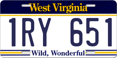 WV license plate 1RY651
