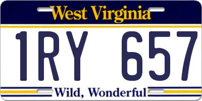 WV license plate 1RY657