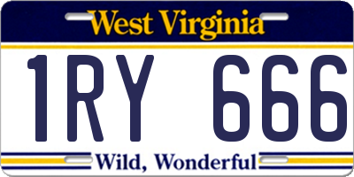 WV license plate 1RY666