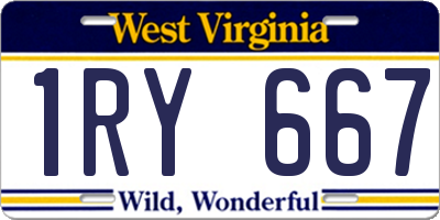WV license plate 1RY667