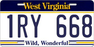 WV license plate 1RY668