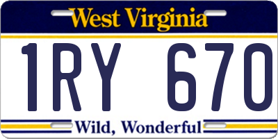 WV license plate 1RY670