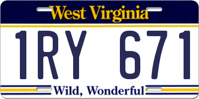WV license plate 1RY671