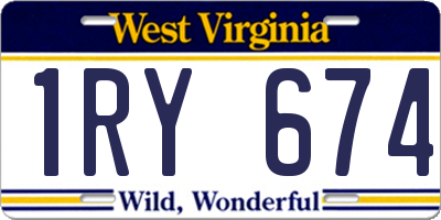WV license plate 1RY674