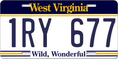 WV license plate 1RY677